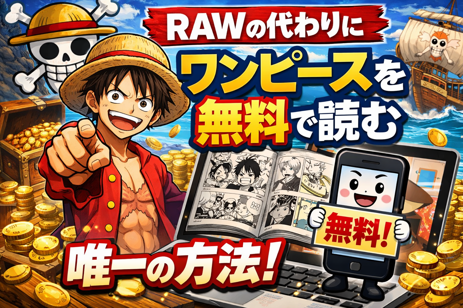 ワンピースをRAWの代わりに無料で読む唯一の方法