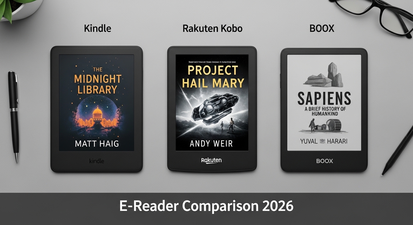 電子書籍リーダー比較 2026｜Kindle端末・楽天Kobo・BOOXの違い