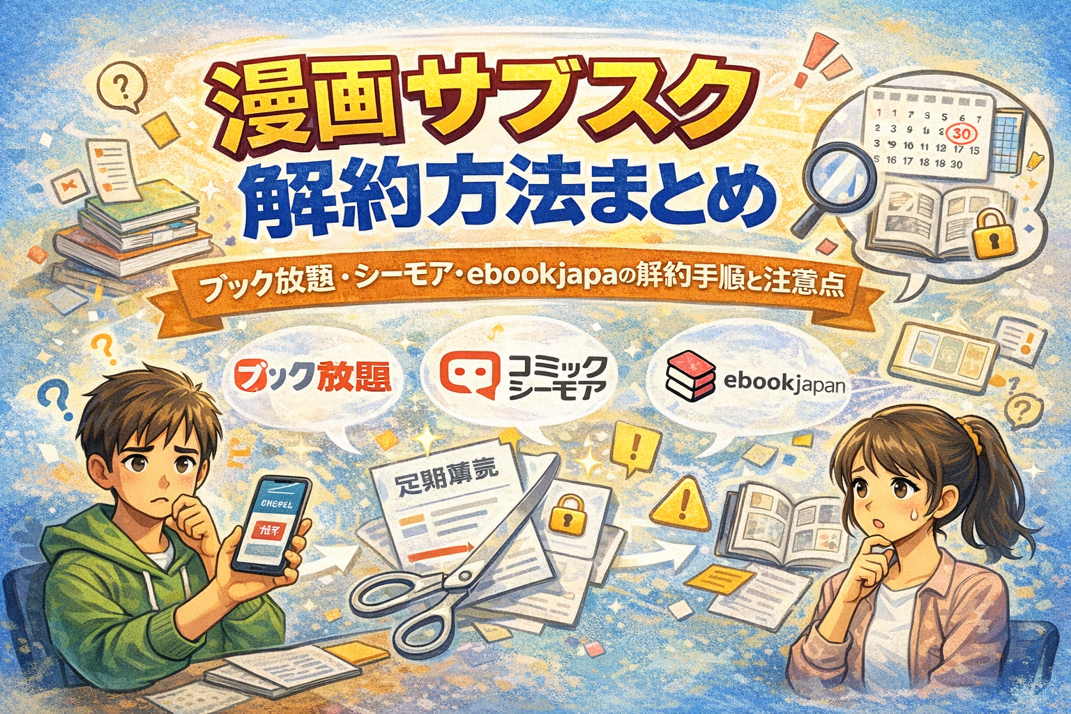 漫画サブスク解約方法まとめ|ブック放題・シーモア・ebookjapanの解約手順と注意点