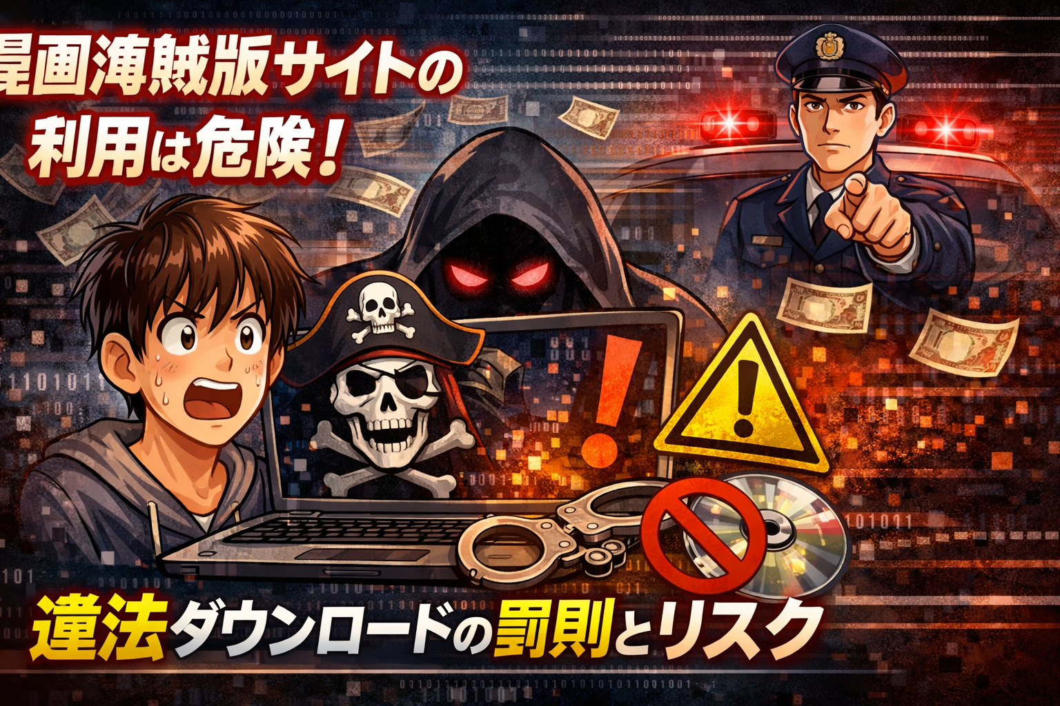 漫画海賊版サイトの利用は危険！違法ダウンロードの罰則とリスク解説