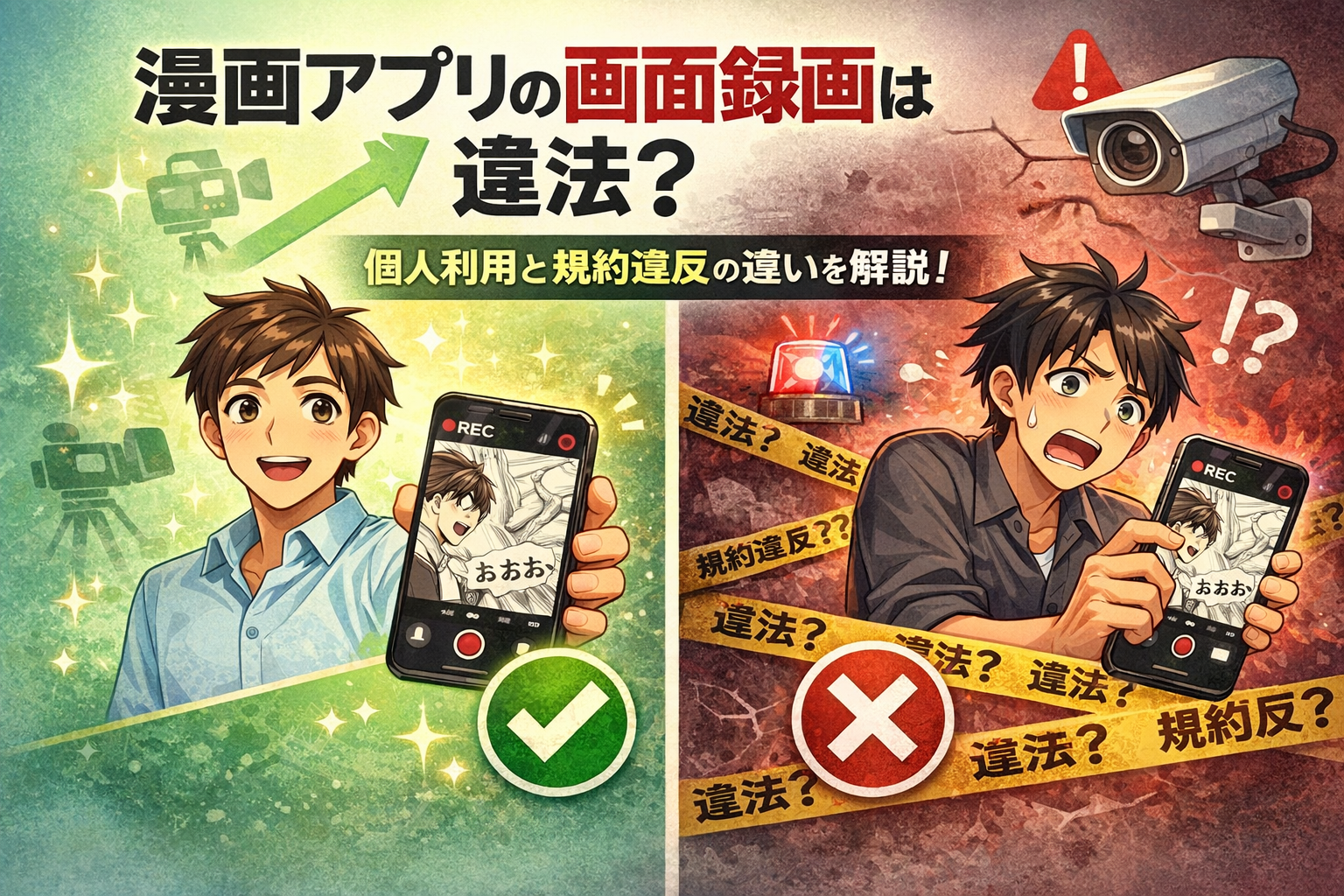 漫画アプリの画面録画は違法？個人利用と規約違反の違いを解説